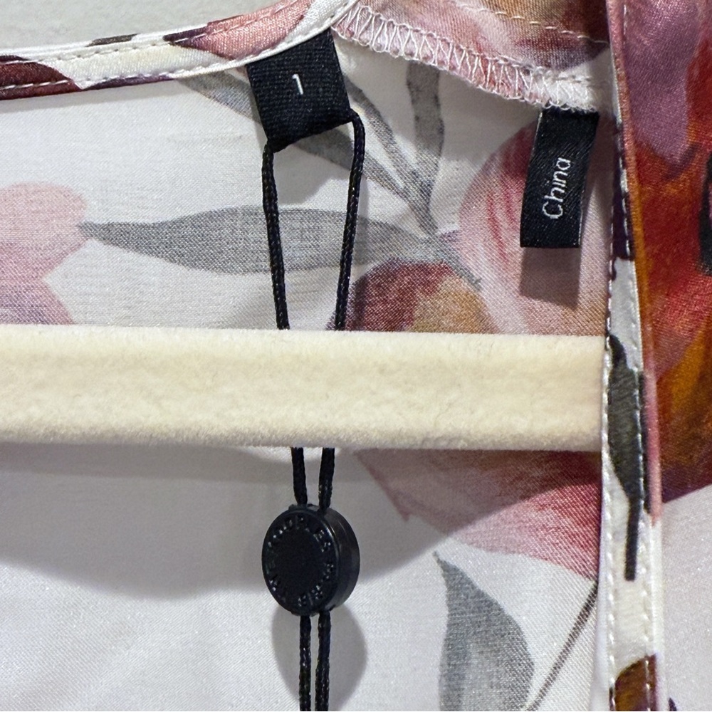 The Kooples Dress Silk Floral Print Wrap Mini Pink White Puff Sleeves Boho NWT - Picture 4 of 14